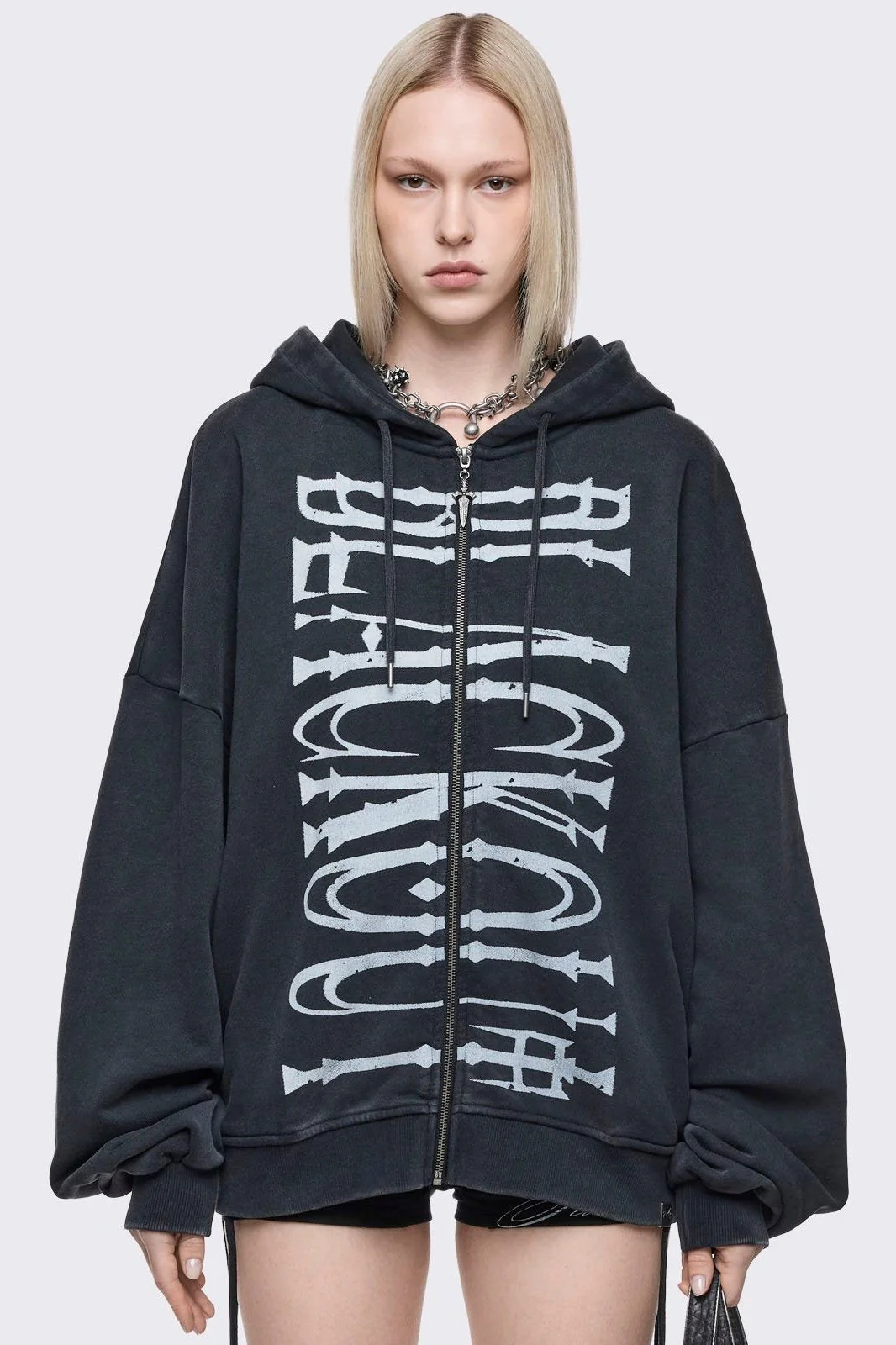 Blackout Washed Zip Up Hoodie