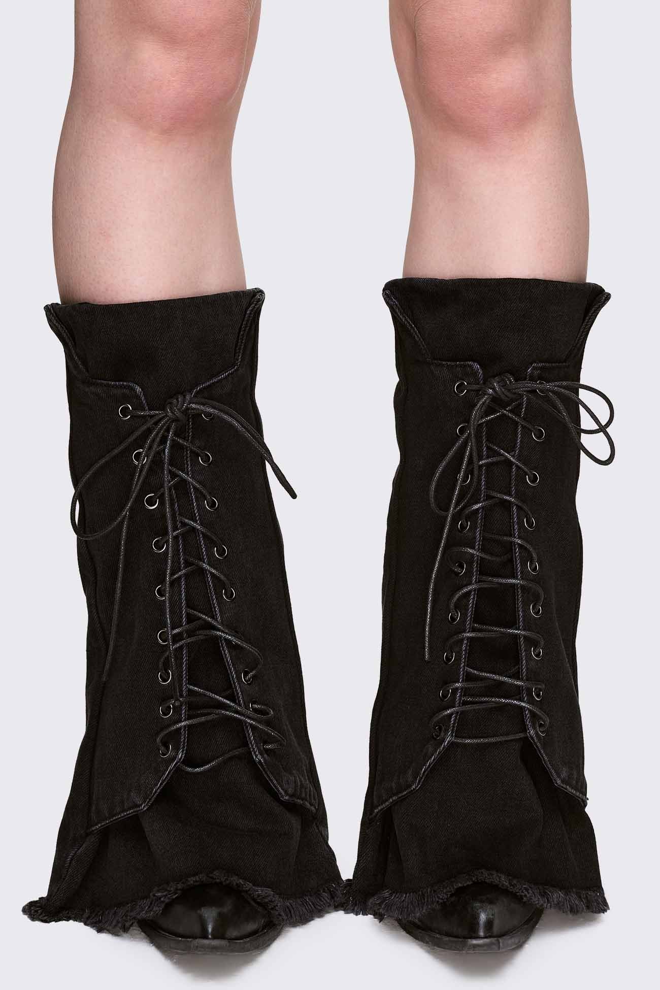 Bound Denim Leg Warmers