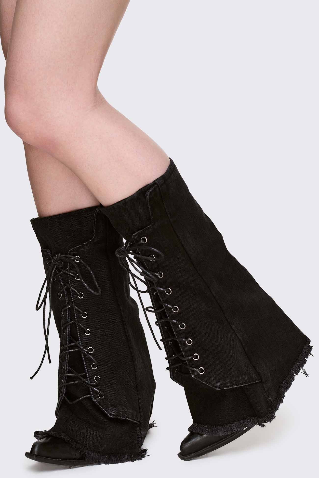 Bound Denim Leg Warmers - Image 2