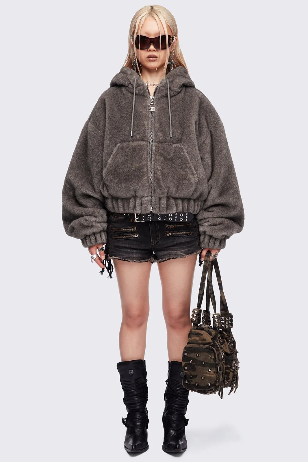 Cat Ear Brown Faux Fur Jacket - Image 2