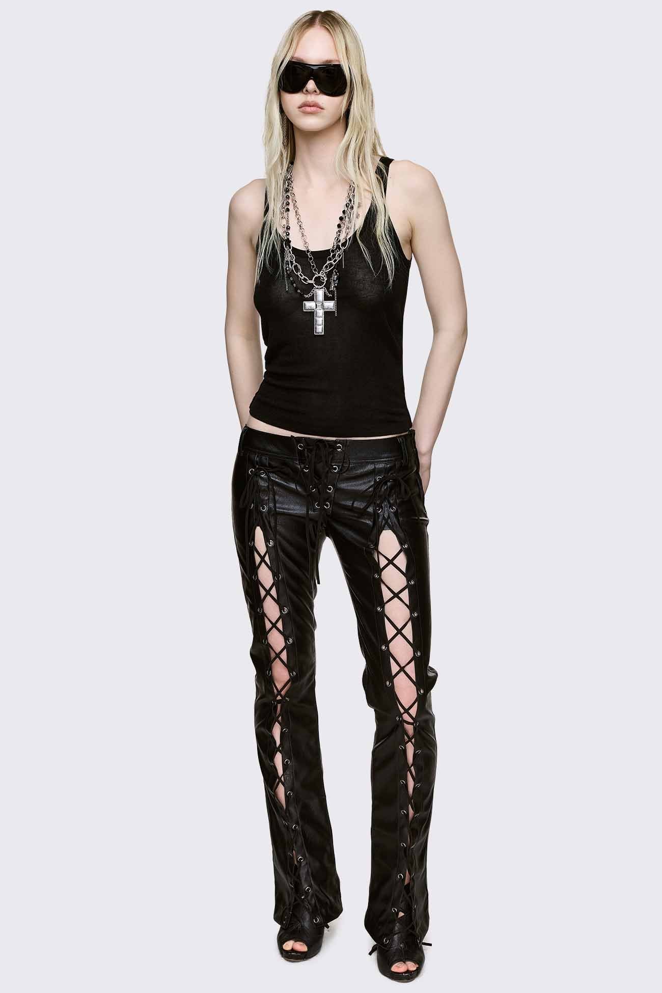 Deb Vegan Leather Flared Pants - Image 2