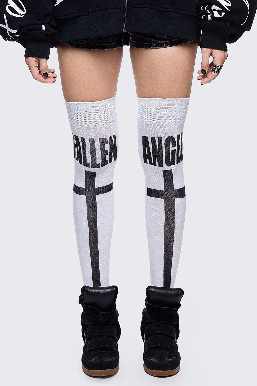 Fallen Angel White Thigh Highs