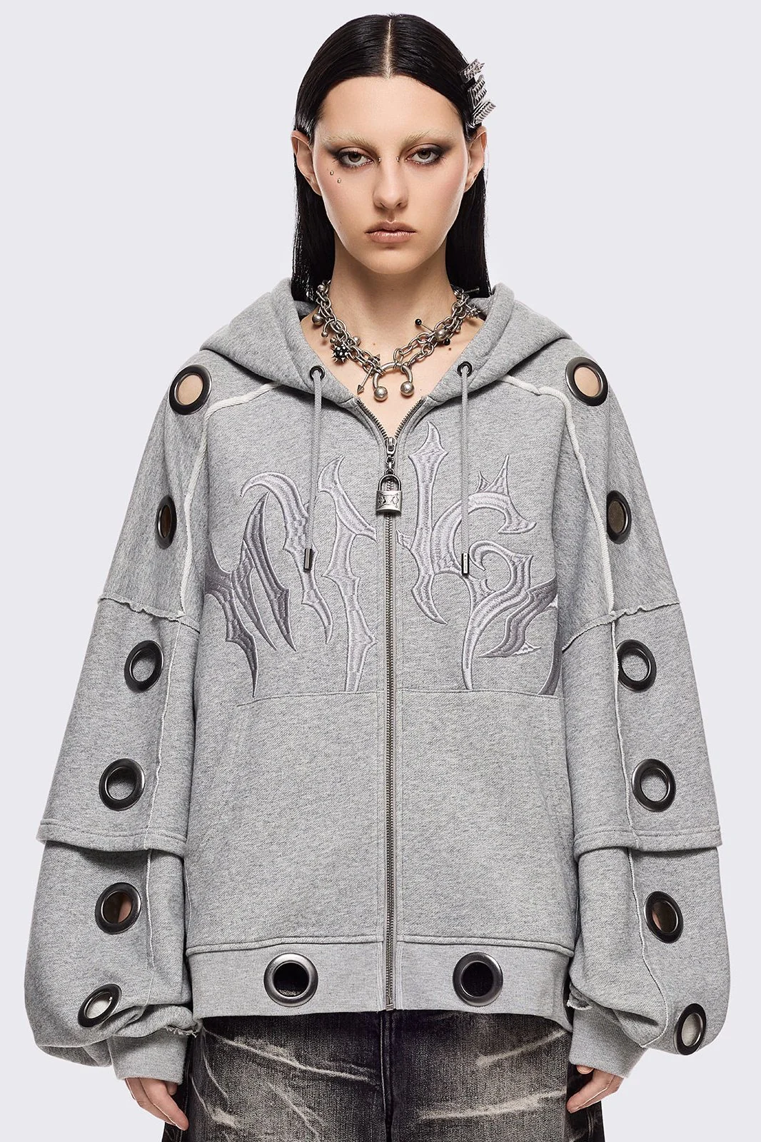 Hexa Grey Zip Up Hoodie