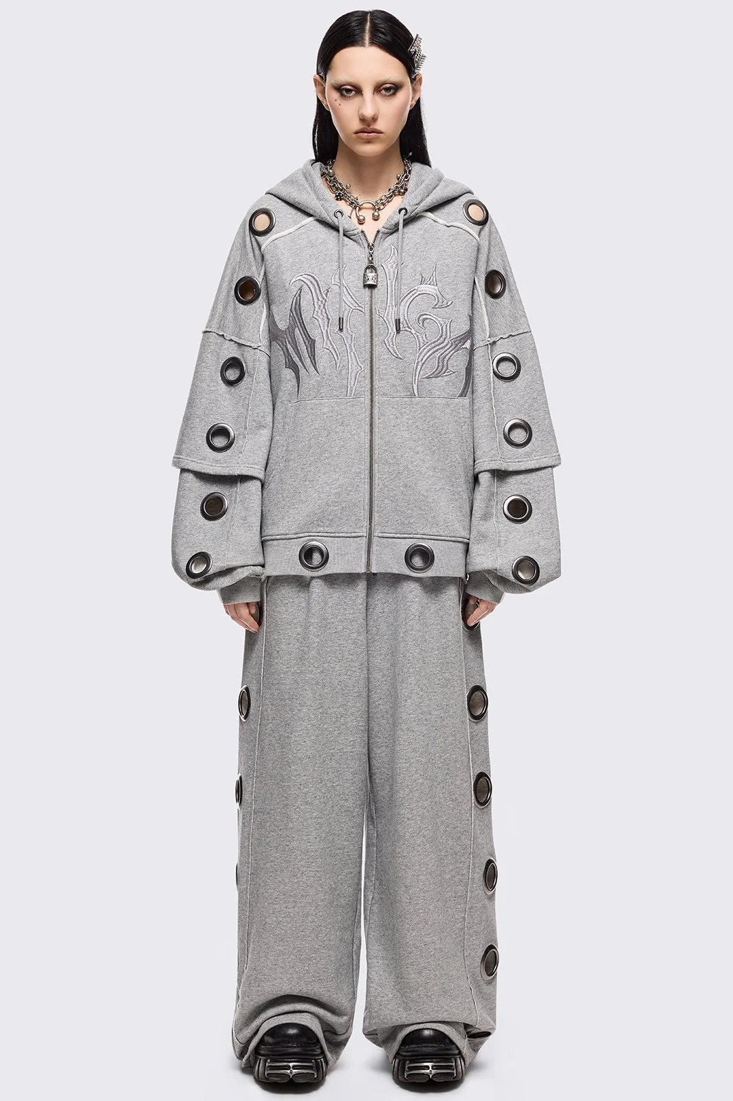 Hexa Grey Zip Up Hoodie - Image 2