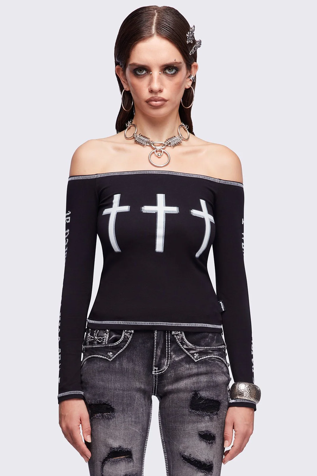 Look at Me Black Off-Shoulder Top