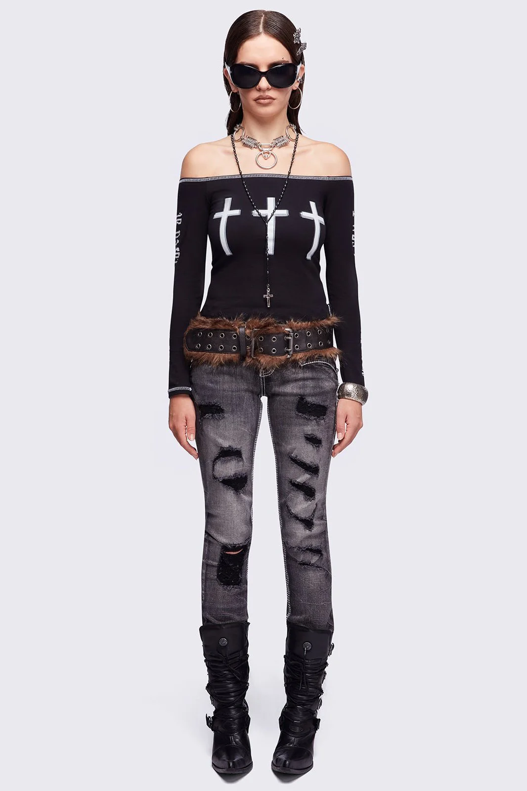 Look at Me Black Off-Shoulder Top - Image 2