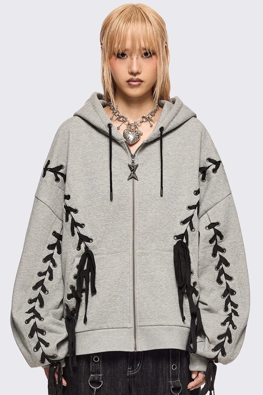 Mia Grey Zip Up Hoodie