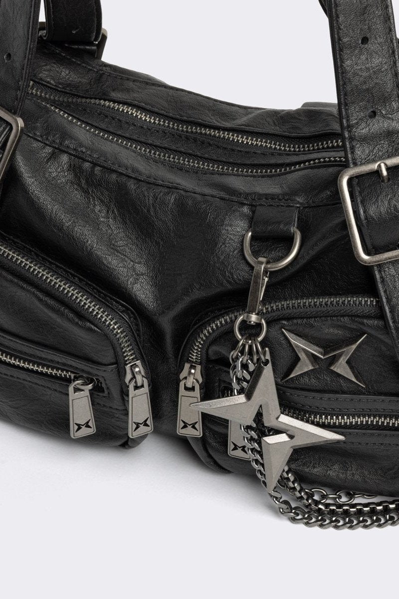 Soot Vegan Leather Shoulder Bag - Image 2