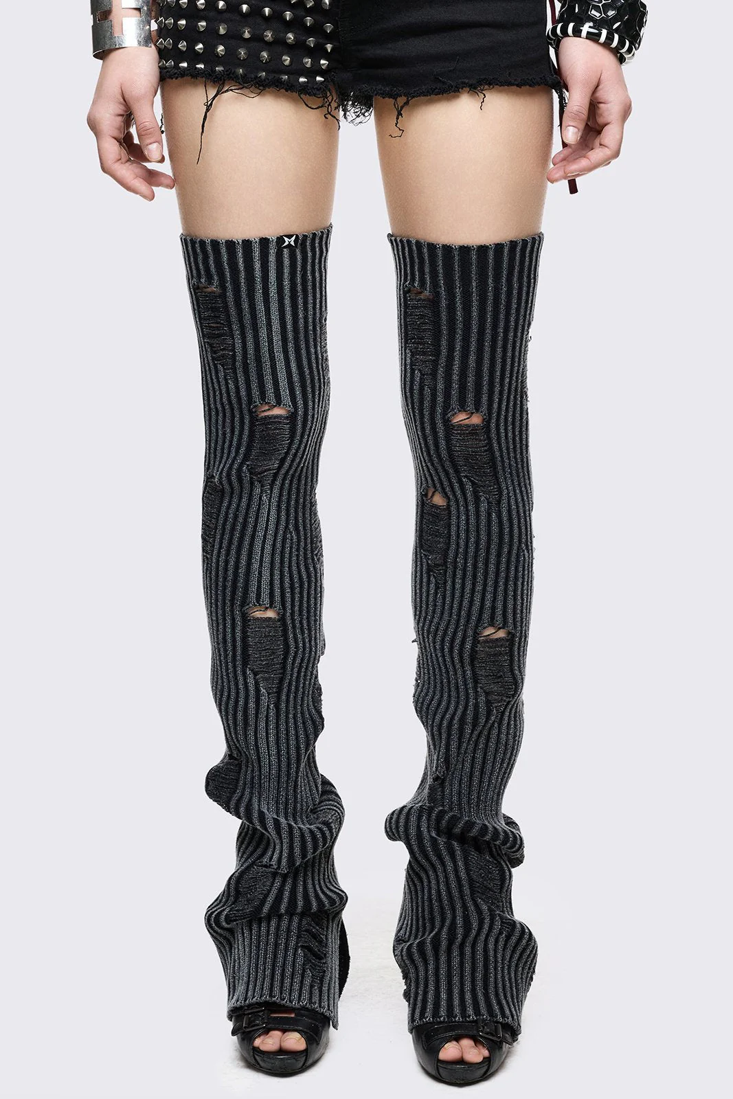 Torn Grey Leg Warmers