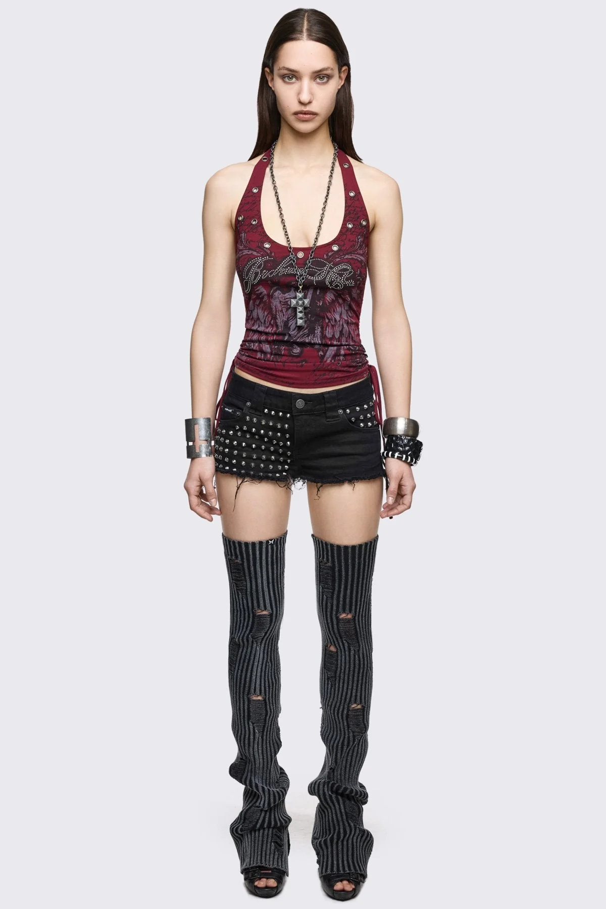 Torn Grey Leg Warmers - Image 2