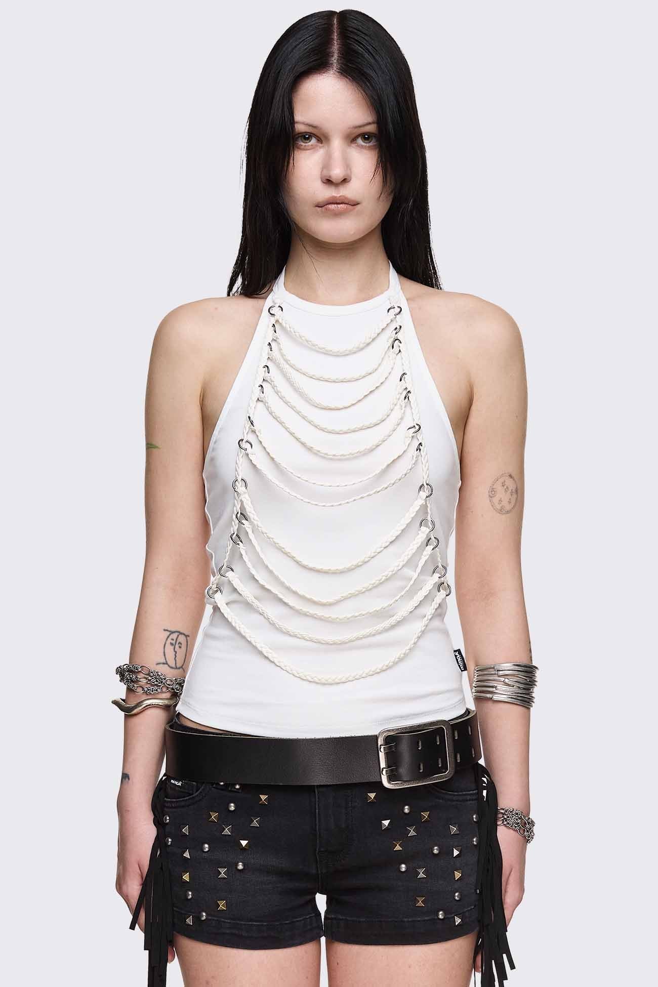 Unravel White Halter Top