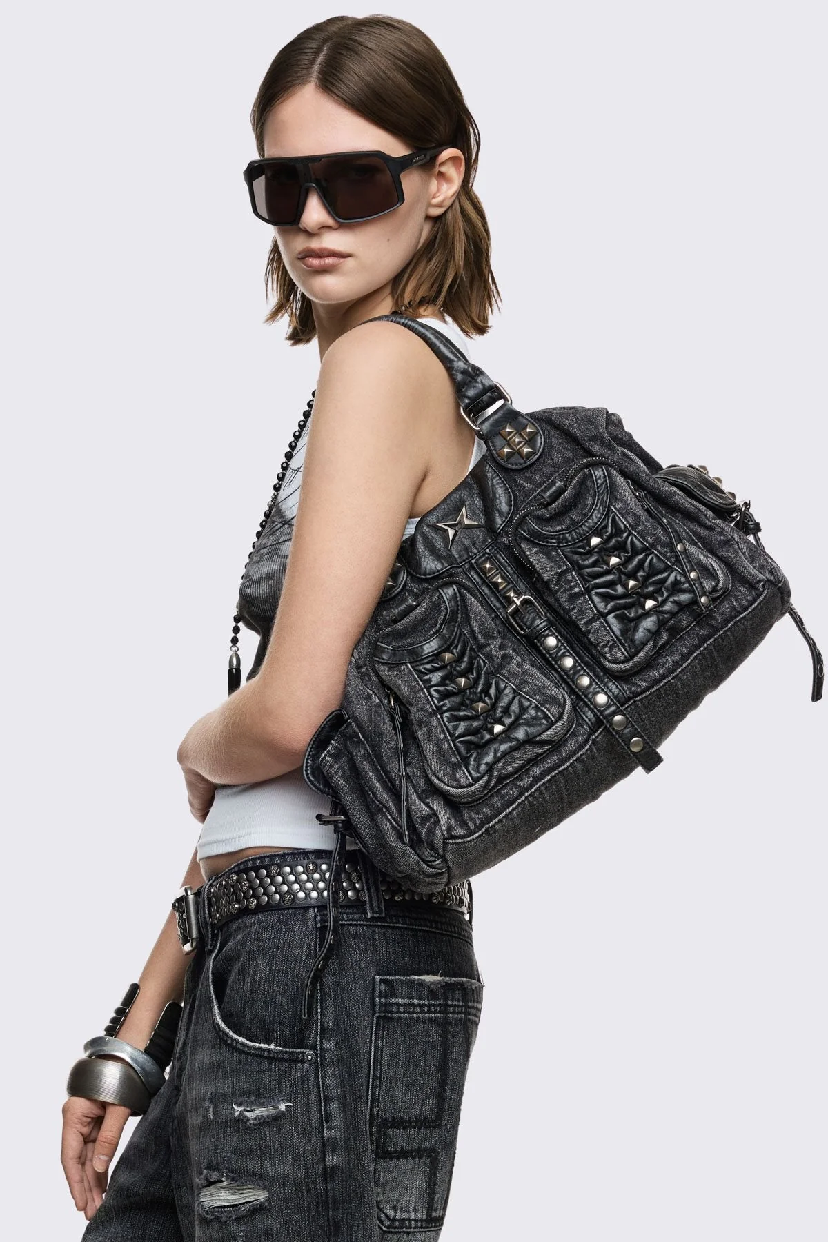 Vicious Denim Shoulder Bag - Image 2