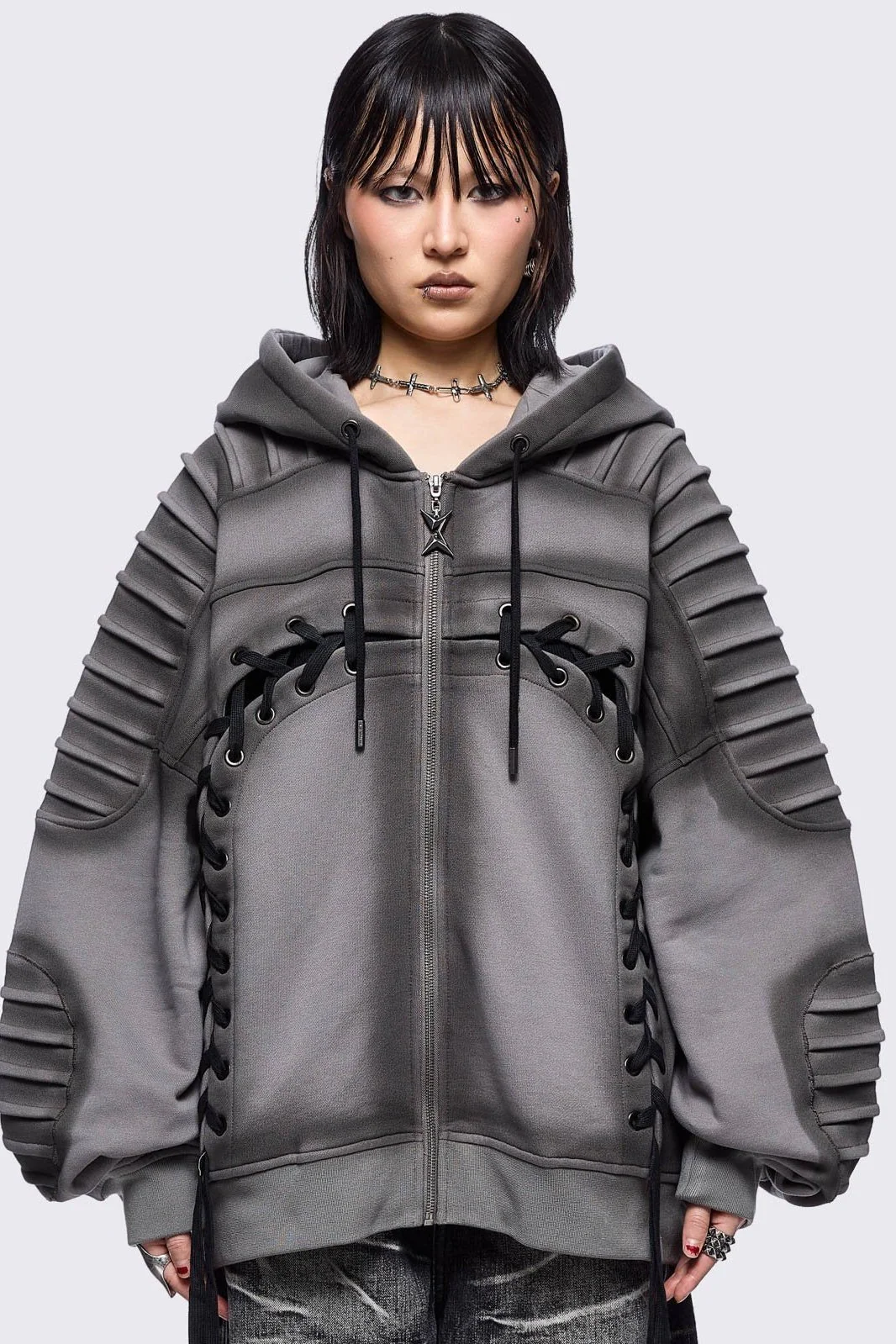 Vyre Grey Zip Up Hoodie