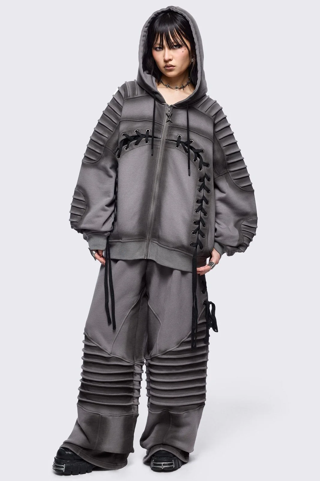 Vyre Grey Zip Up Hoodie - Image 2