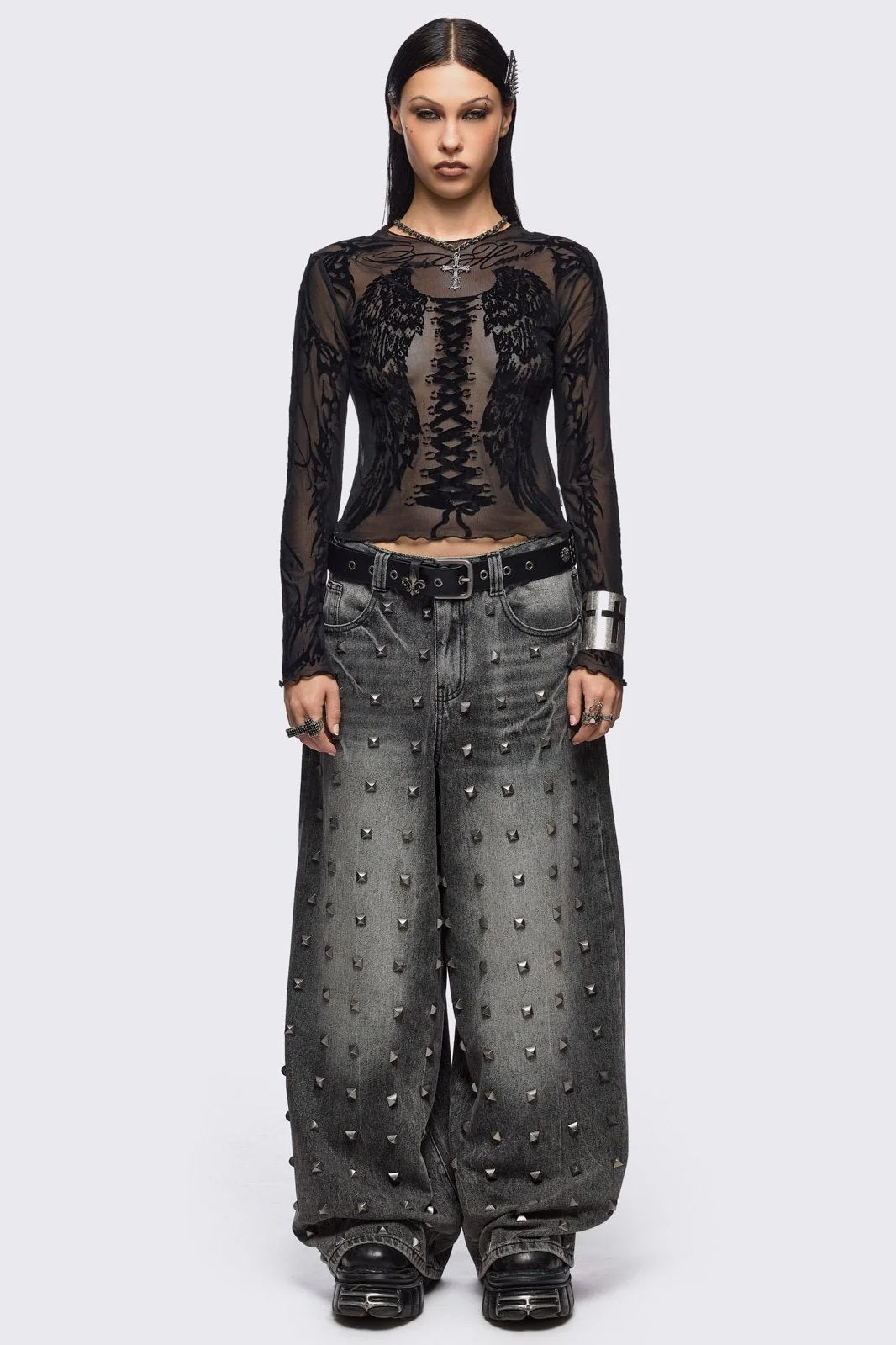 Wing It Black Mesh Top - Image 2