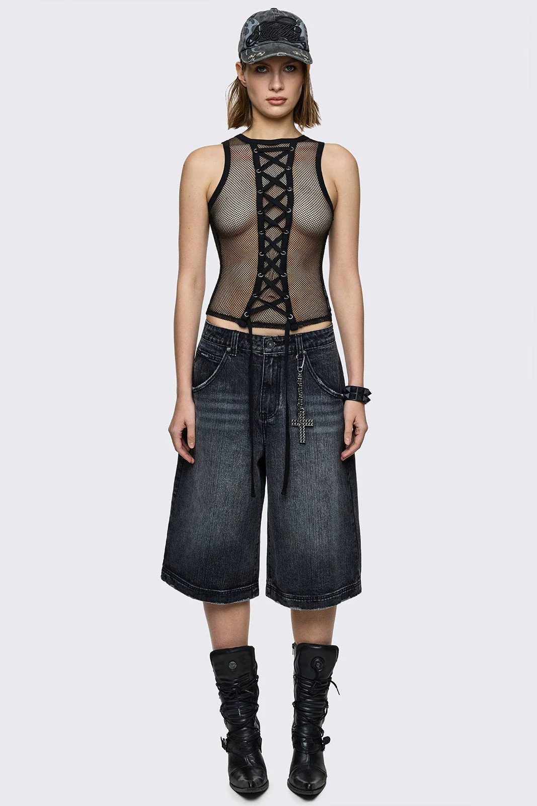 Worn Black Washed Jorts - Image 2