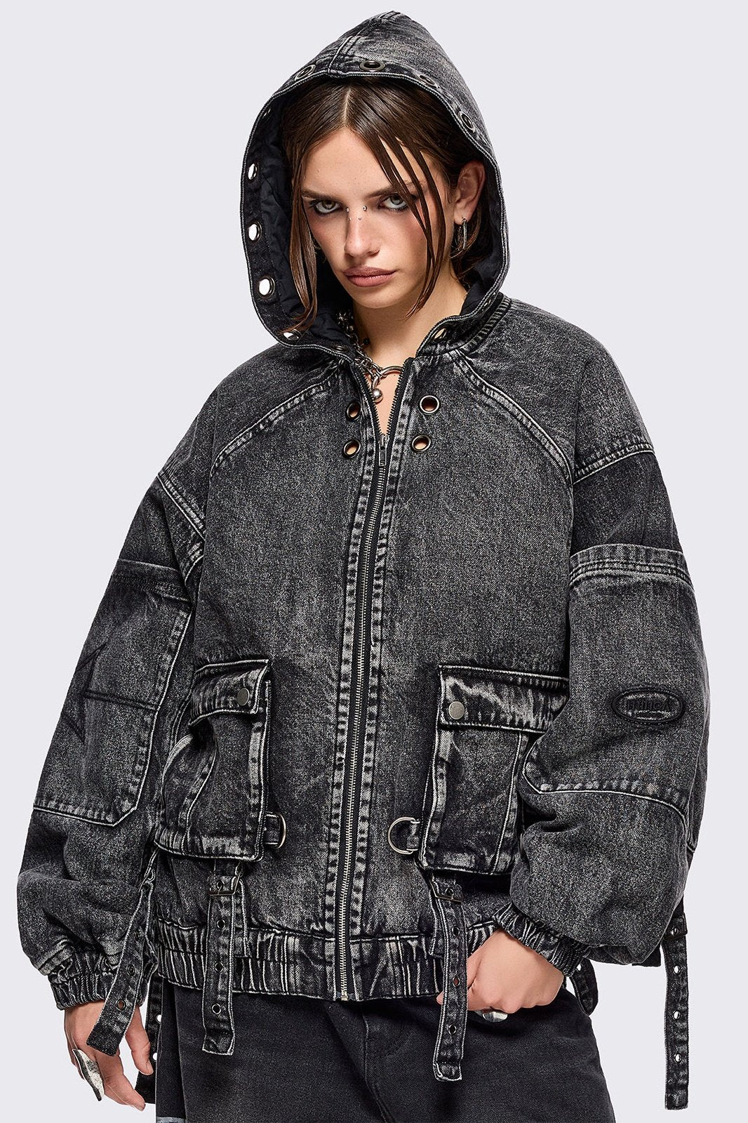 Zade Denim Bomber Jacket - Image 2